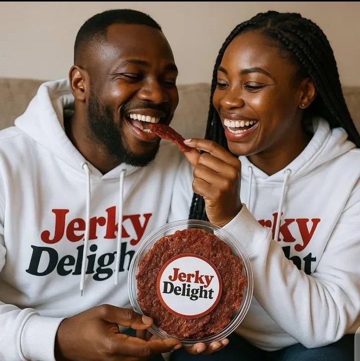 Couple sharing Jerky Delight Kilishi at home